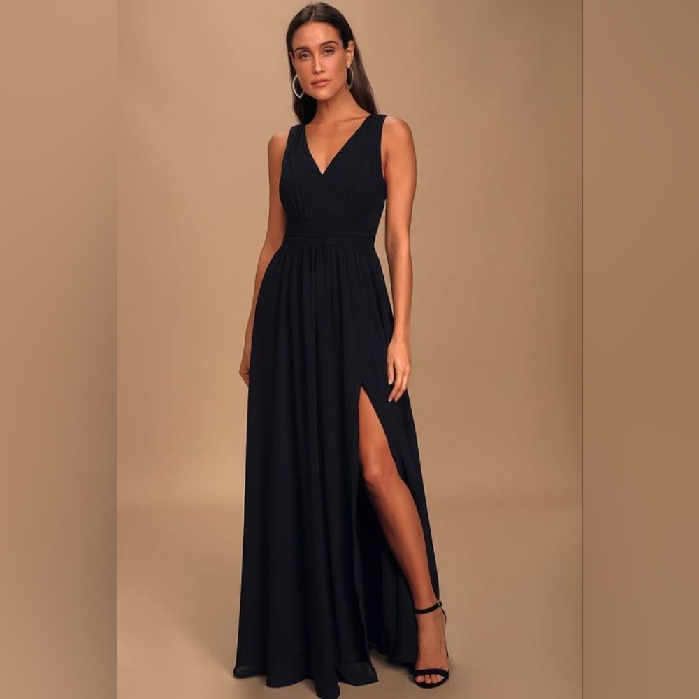 Lulus Thoughts of Hue Black Surplice Maxi Dress